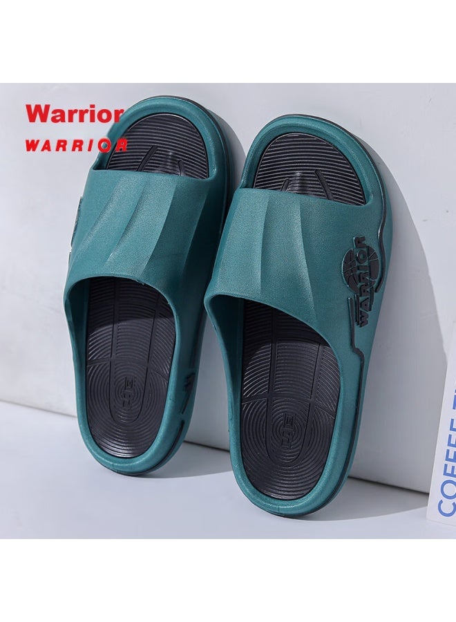 Pull Back Warrior Men's Sports Slippers Indoor Outdoor Wear-resistant Bathroom Soft And Non-slip Hl3986 Deep Green Black Size 44-45 - Image 3