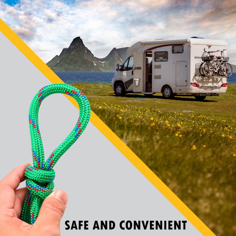 Wellmax Diamond Braid Nylon Rope - 3/8 Inch by 50 Feet Green Color - Extra Strength, Sunlight and Weather Resistant - Heavy Duty Construction - Image 5