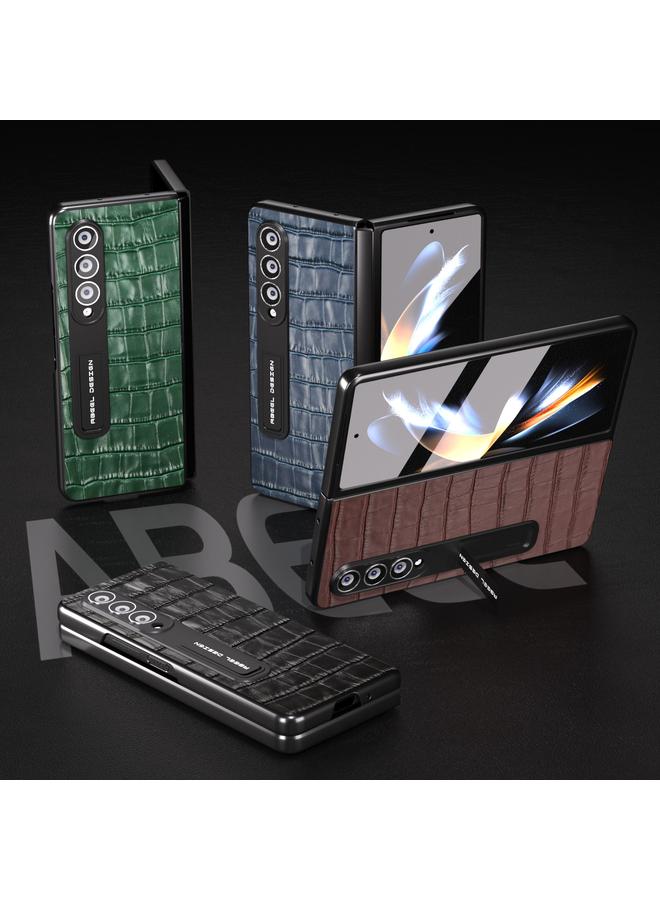 S-TOP Case For Samsung Galaxy Z Fold3 5G Integrated Crocodile Texture Genuine Leather Phone Case - Image 5
