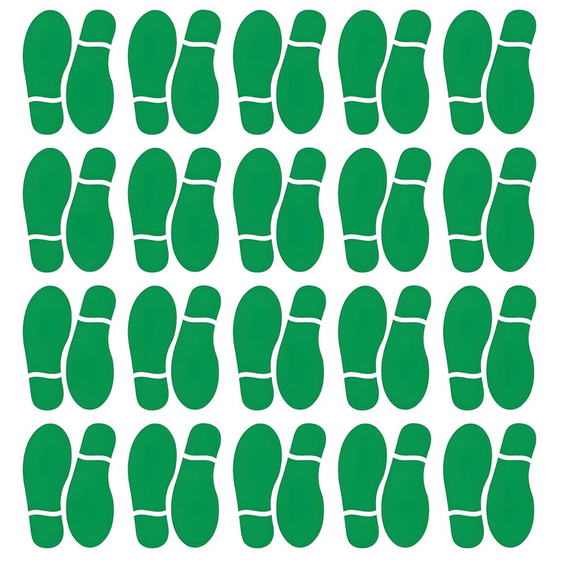 Finduat 20 Pairs 40 Prints Green Kids Size Shoes Footprint Stickers Decals, Floor Wall Stairs to Guide Directions for School, Dance Studio, Floor Stickers St. Patrick's Day Party Decoration - Image 1