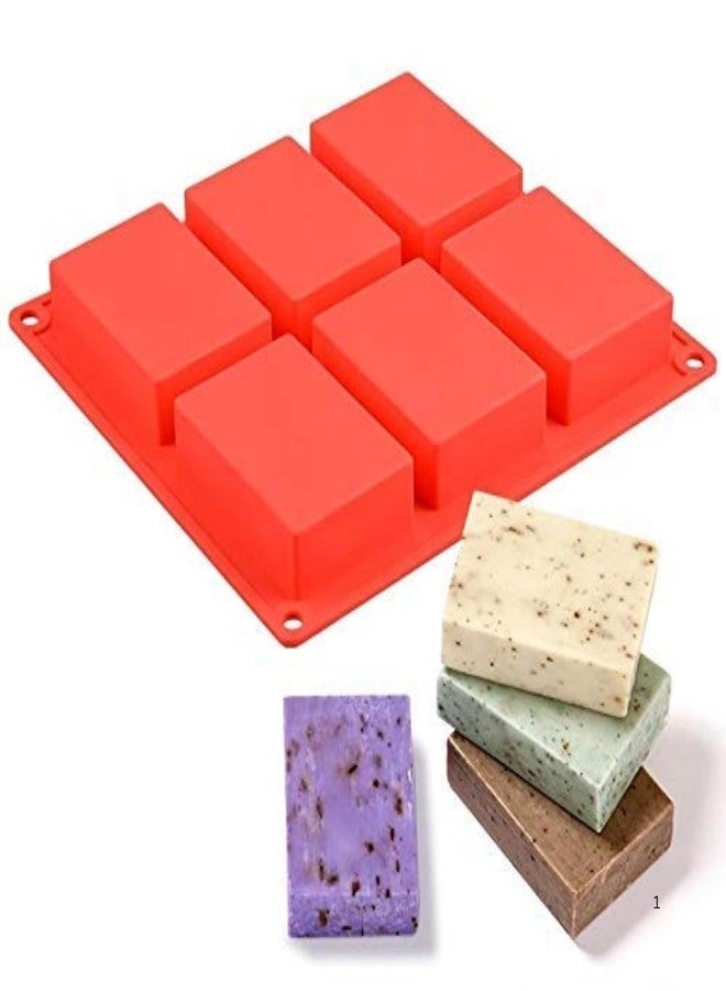 SPITEN 6 Slot Silicone Molds – Rectangle Soap Mold | Non-Stick Silicone Cake Mould for Homemade Craft, Cheesecake, Cupcakes, Brownies, Chocolate, Ice Cube Tray – Flexible Durable (Rectangle Shape) - Image 1