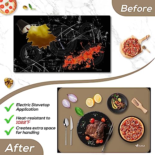 FLASLD Top Covers Heat Resistant Electric Stove Cover Protector Silicone Large Waterproof Flat Oven Mat for Induction Cooker Glass Top Protector for Preventing Scratches Brown21295 inch - Image 3