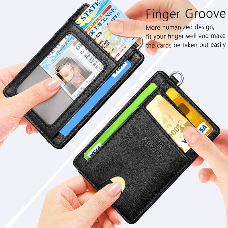 FurArt محفظة فورا آرت النحيفة البسيطة، محافظ جيب أمامية، حجب RFID، حامل بطاقات ائتمان للرجال - أسود - Image 3