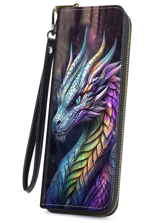 محفظة GYSYZJDH Majestic Dragon النسائية - حقيبة يد من الجلد الصناعي PU مانعة لتقنية RFID مع حزام للمعصم، وحامل بطاقات كبير الحجم، هدية مثالية للسفر والاستخدام اليومي - Image 1