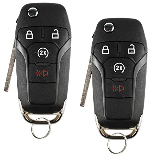 KeylessOption 2 Remote Key Fob Replacement Remote Start Flip Key 4btn for Ford (N5F-A08TDA, 164-R8134, 902mhz) - Image 1