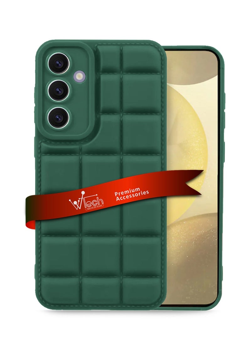 Wtech Samsung Galaxy S24 Plus / S24+ 2024 Premium Soft Liquid Silicone Puff Surface Case Cover - Dark Green - Image 1