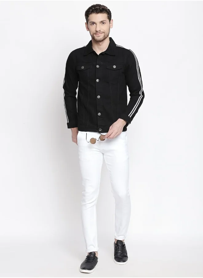 HIGH STAR Men Black Solid Denim Jacket