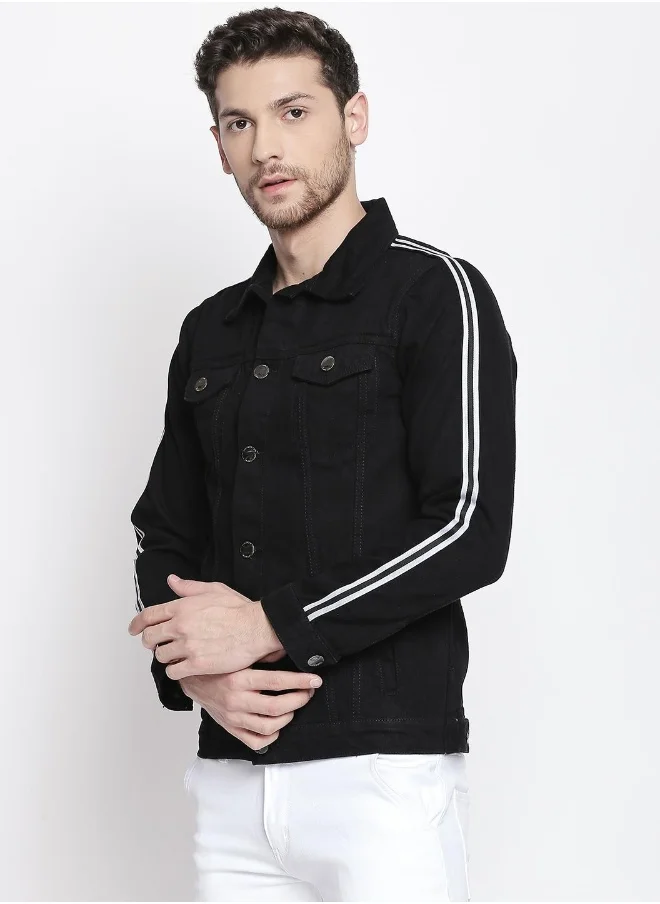 HIGH STAR Men Black Solid Denim Jacket