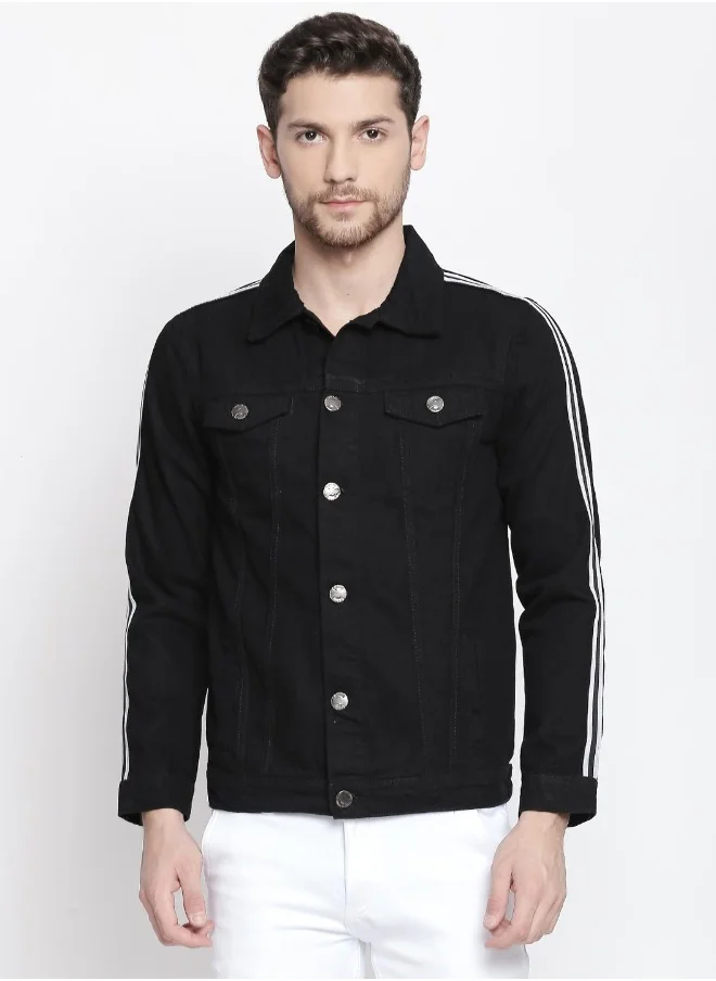 HIGH STAR Men Black Solid Denim Jacket