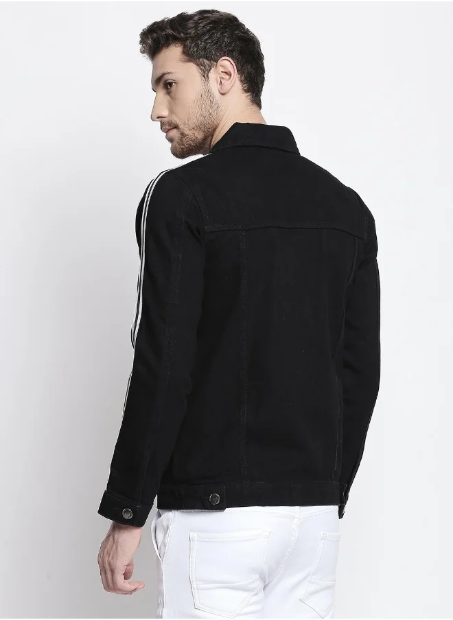 HIGH STAR Men Black Solid Denim Jacket