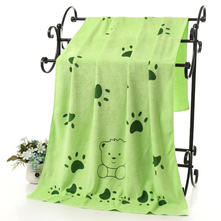 KUTKUT Microfibre Dog Towel, Quick Absorbent Pet Bath Towels, Super Soft Fast Drying Machine Washable Puppy Beach Dryer for Small Medium Large Dogs Rice(Green: 140 x 70cm) - Image 1
