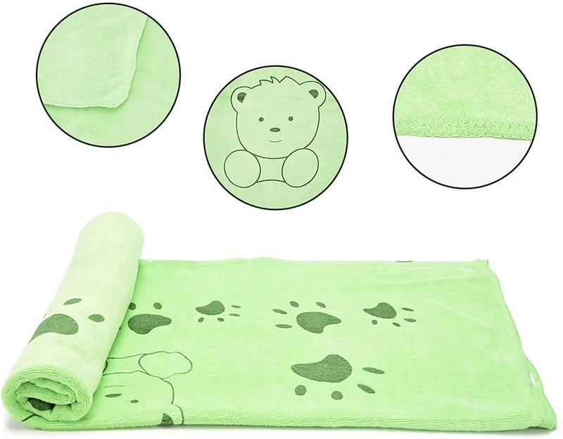 KUTKUT Microfibre Dog Towel, Quick Absorbent Pet Bath Towels, Super Soft Fast Drying Machine Washable Puppy Beach Dryer for Small Medium Large Dogs Rice(Green: 140 x 70cm) - Image 5