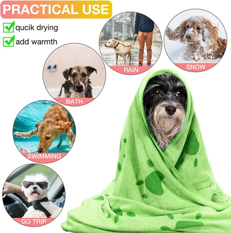 KUTKUT Microfibre Dog Towel, Quick Absorbent Pet Bath Towels, Super Soft Fast Drying Machine Washable Puppy Beach Dryer for Small Medium Large Dogs Rice(Green: 140 x 70cm) - Image 3
