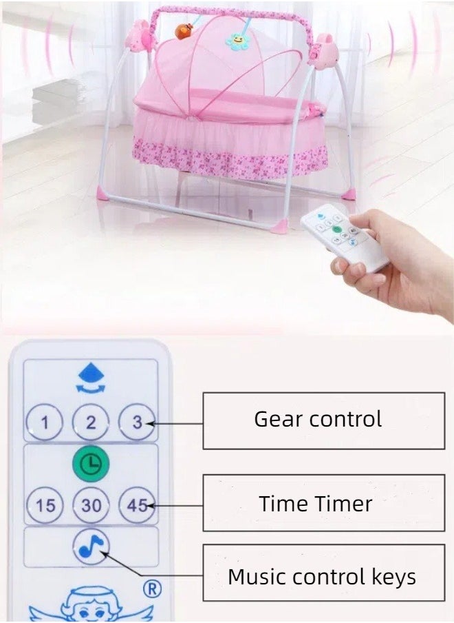 Generic - Electric Baby Rocker, Cradle Rocker, Intelligent Music Lay Flat Folding Sleeping Bed With Mattress, Mosquito Net, Pillows, Remote Control , Can Swing, Can Be Timed, Can Play Music, For Little Babies - Image 1