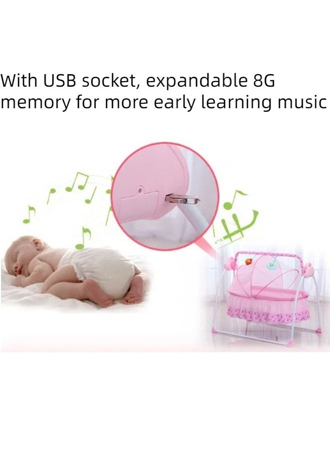 Generic - Electric Baby Rocker, Cradle Rocker, Intelligent Music Lay Flat Folding Sleeping Bed With Mattress, Mosquito Net, Pillows, Remote Control , Can Swing, Can Be Timed, Can Play Music, For Little Babies - Image 1