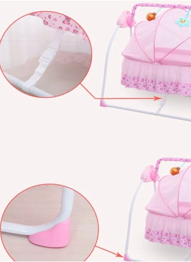 Generic - Electric Baby Rocker, Cradle Rocker, Intelligent Music Lay Flat Folding Sleeping Bed With Mattress, Mosquito Net, Pillows, Remote Control , Can Swing, Can Be Timed, Can Play Music, For Little Babies - Image 1