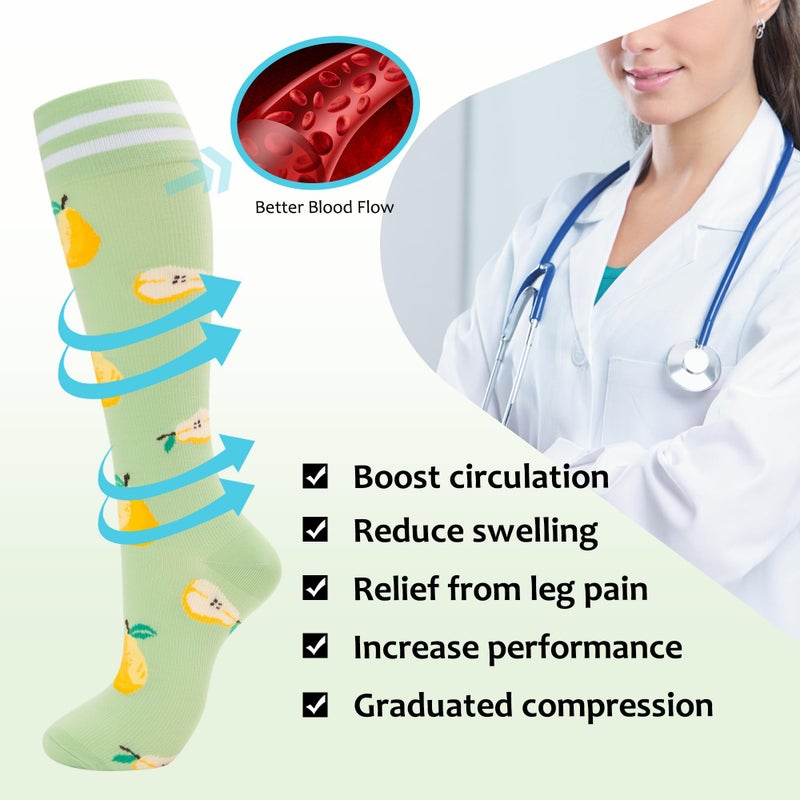fenglaoda Compression Socks for Women Men Support Circulation 6 Pairs Socks For Nurse, Travel, Flight - Image 4