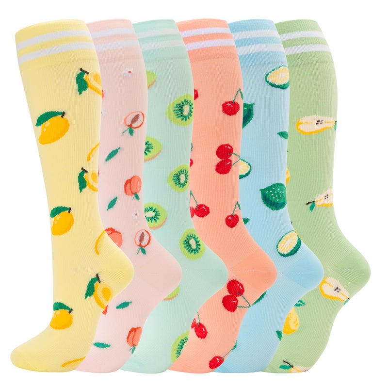 fenglaoda Compression Socks for Women Men Support Circulation 6 Pairs Socks For Nurse, Travel, Flight - Image 1