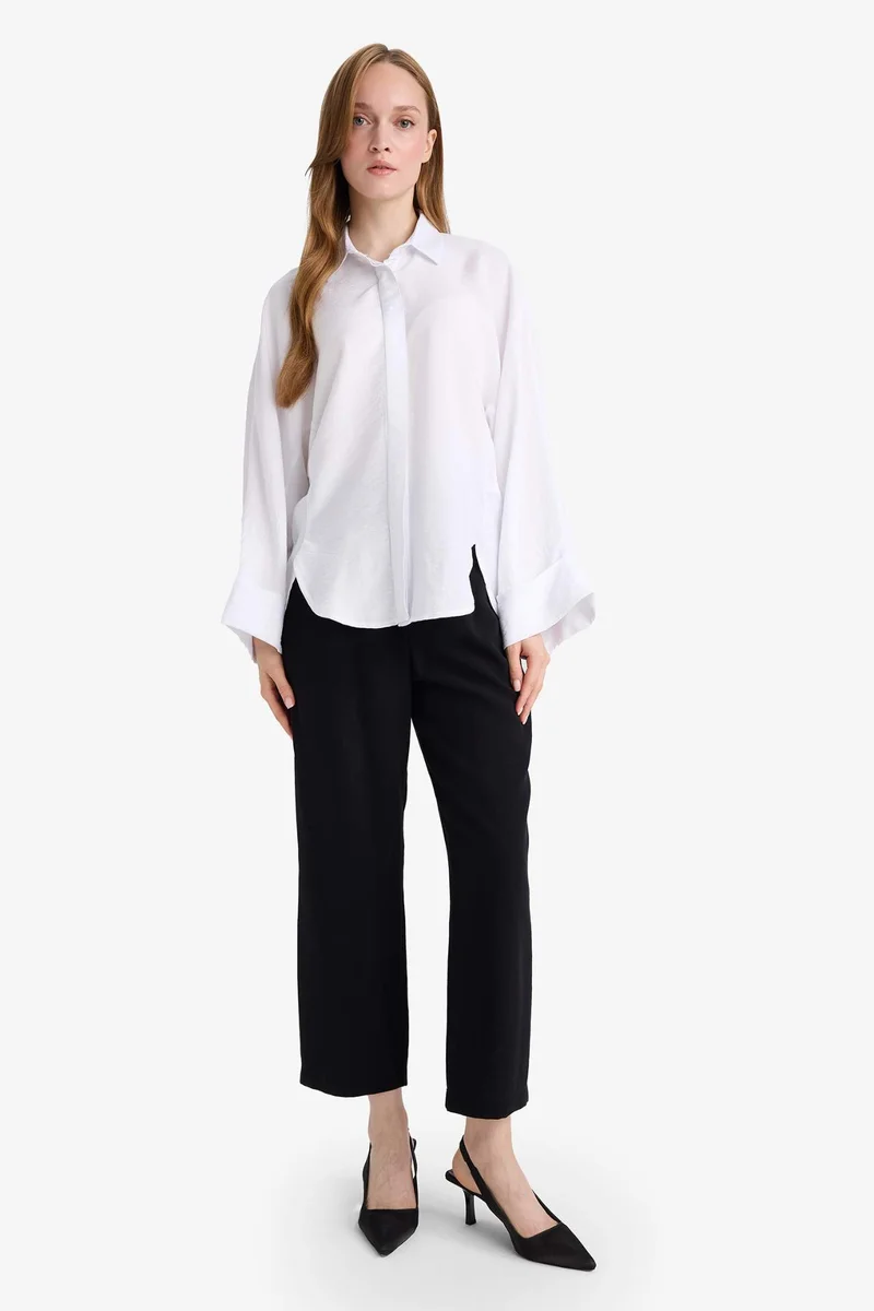 ديفاكتو Relax Fit Basic Linen Blend Shirt Tunic