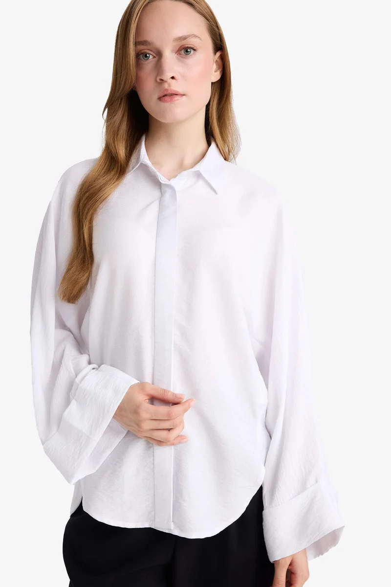 ديفاكتو Relax Fit Basic Linen Blend Shirt Tunic