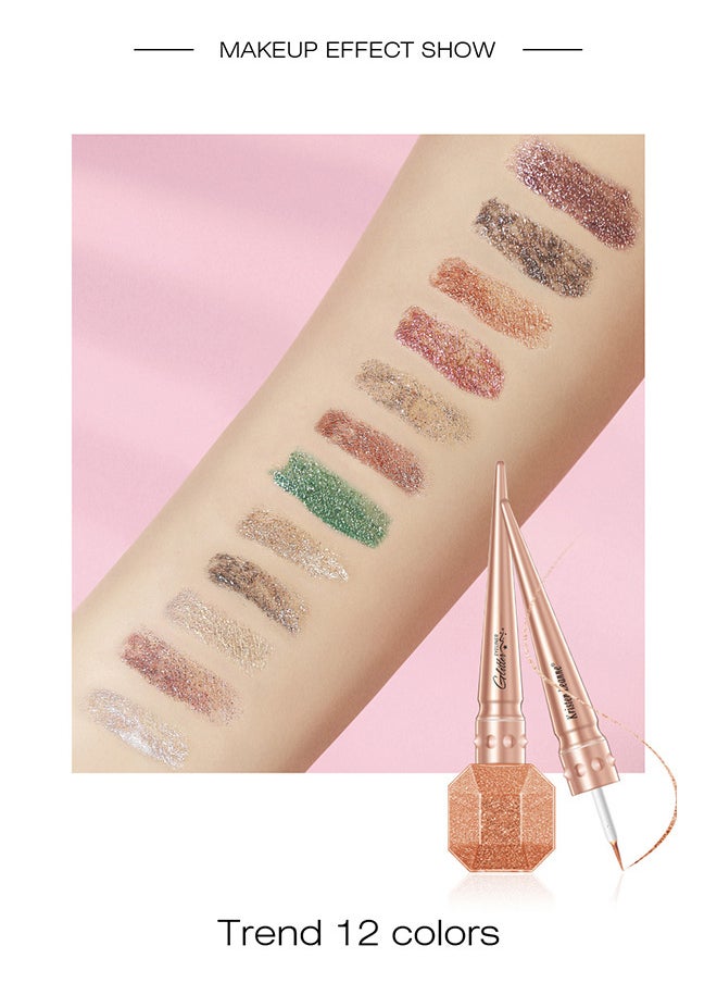 Liquid Glitter Eyeliner, Metallic Satin Eyeliner Liquid Liner Multi-Reflective Sparkle Finish, Smudge-proof Long-lasting Glitter Eye Shadow Makeup