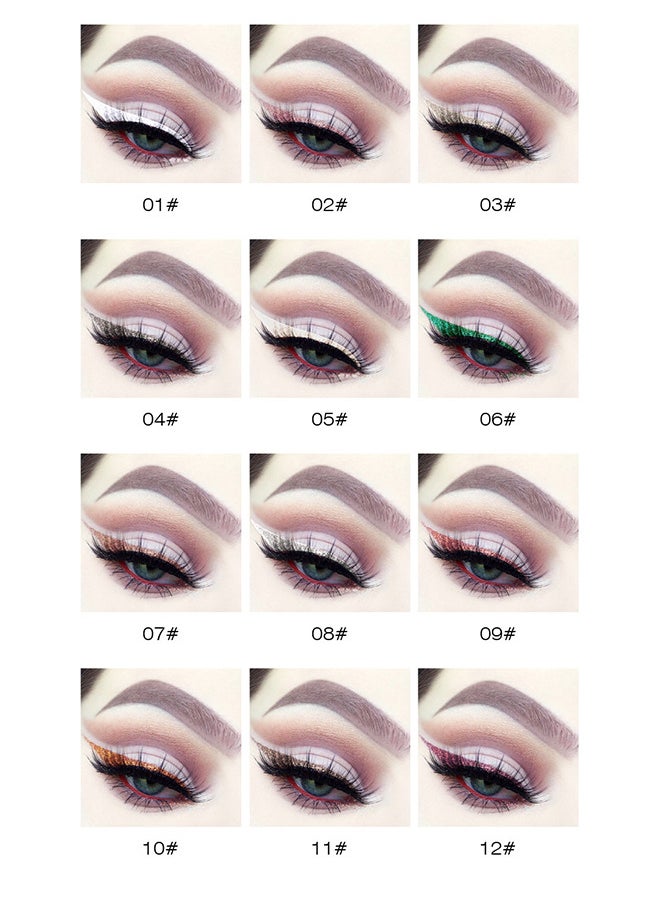 Liquid Glitter Eyeliner, Metallic Satin Eyeliner Liquid Liner Multi-Reflective Sparkle Finish, Smudge-proof Long-lasting Glitter Eye Shadow Makeup