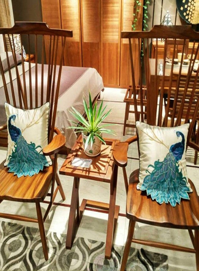 vctops Embroidered Peacock Decorative Throw Pillow Case Silky Satin Cushion Cover Peacock 1 18"X18" - Image 4