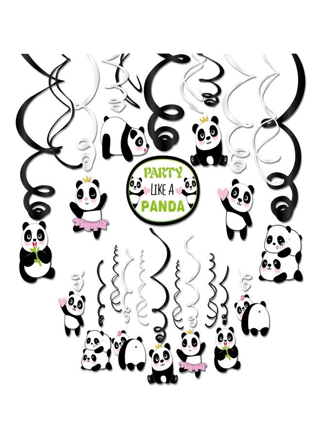 Lide Road 30Ct Panda Hanging Swirl Decorations Panda Ceiling Hanging Swirl Decorations for Girls Boys Kids Home,Classroom Baby Showers Birthday Party Supplies Panda Bear Party Supplies - Image 1