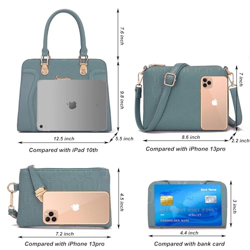 Soperwillton Women's Fashion Handbags Tote Bags Shoulder Bag Top Handle Satchel Purse Set 4pcs - Image 3