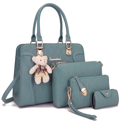 Soperwillton Women's Fashion Handbags Tote Bags Shoulder Bag Top Handle Satchel Purse Set 4pcs - Image 1