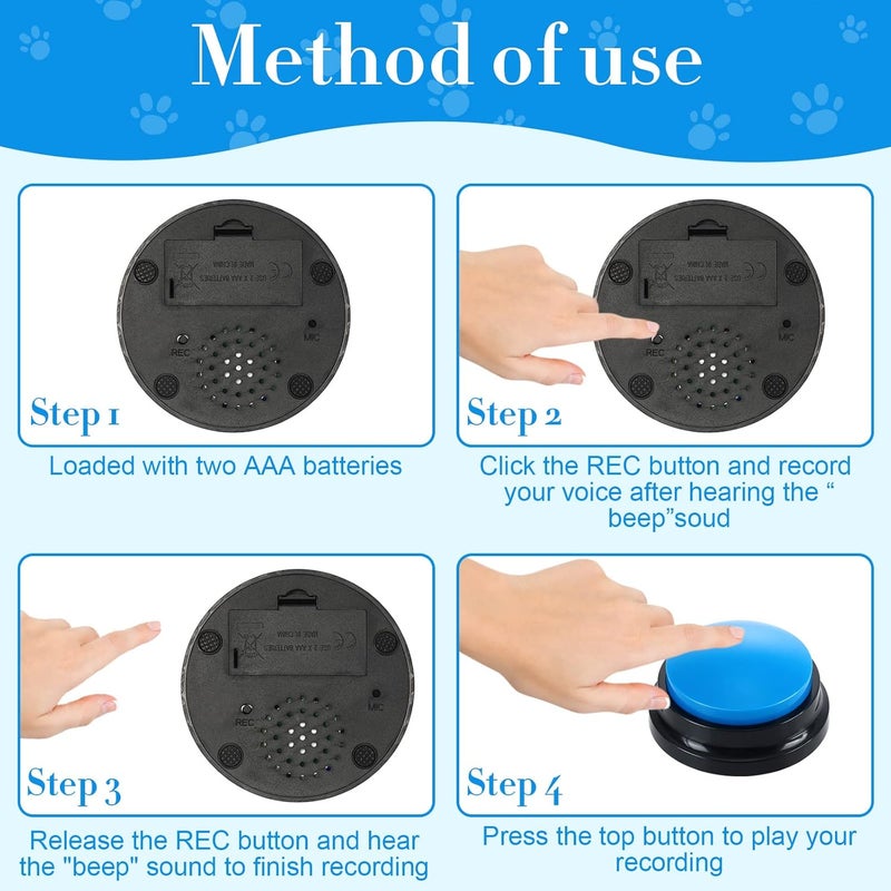 Jerify 16 Pieces Dog Buttons for Communication Voice Recordable Cat Dog Talking Buzzers Set with Stickers 30 Seconds Pet Speech Training Buttons for Pet Cat Training InteractivityClassic Colors - Image 3