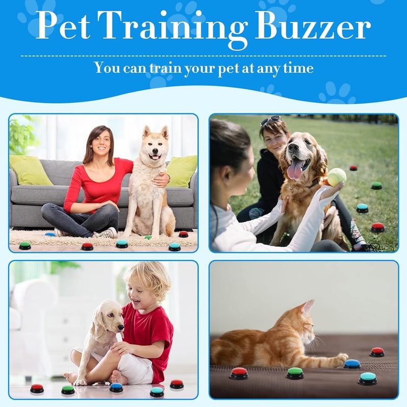 Jerify 16 Pieces Dog Buttons for Communication Voice Recordable Cat Dog Talking Buzzers Set with Stickers 30 Seconds Pet Speech Training Buttons for Pet Cat Training InteractivityClassic Colors - Image 4