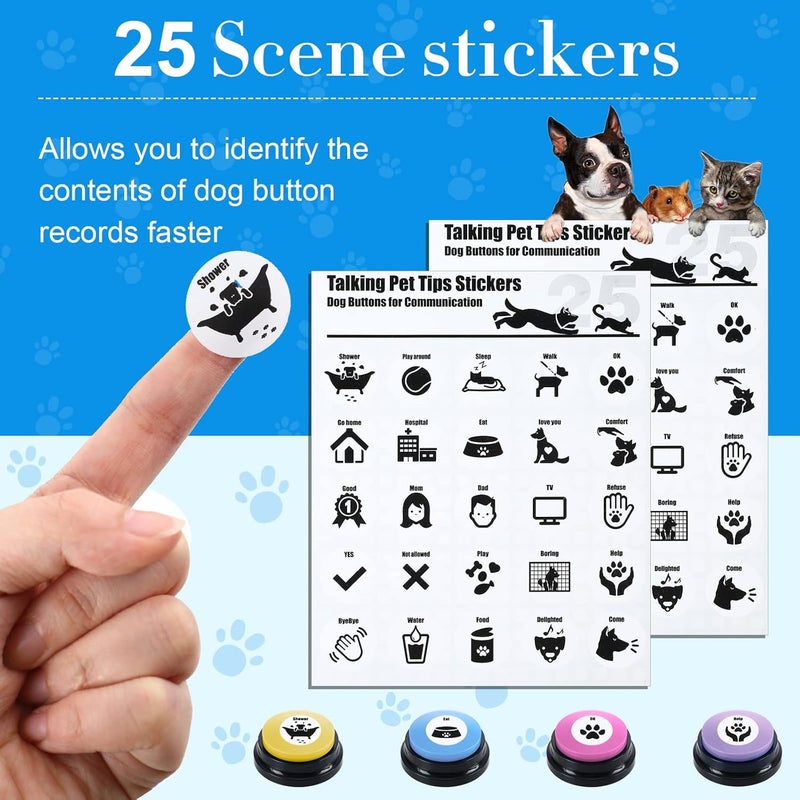 Jerify 16 Pieces Dog Buttons for Communication Voice Recordable Cat Dog Talking Buzzers Set with Stickers 30 Seconds Pet Speech Training Buttons for Pet Cat Training InteractivityClassic Colors - Image 5