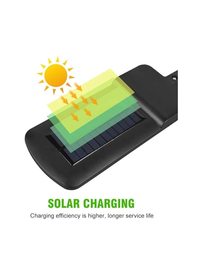 مصابيح تعمل بالطاقة الشمسية من الغسق حتى الفجر ومقاومة للمياه وضوء كشاف LED تصلح للاضاءة الخارجية في ساحة وقوف السيارات والفناء والشارع وملعب كرة السلة، بلاستيك، أسود - Image 3