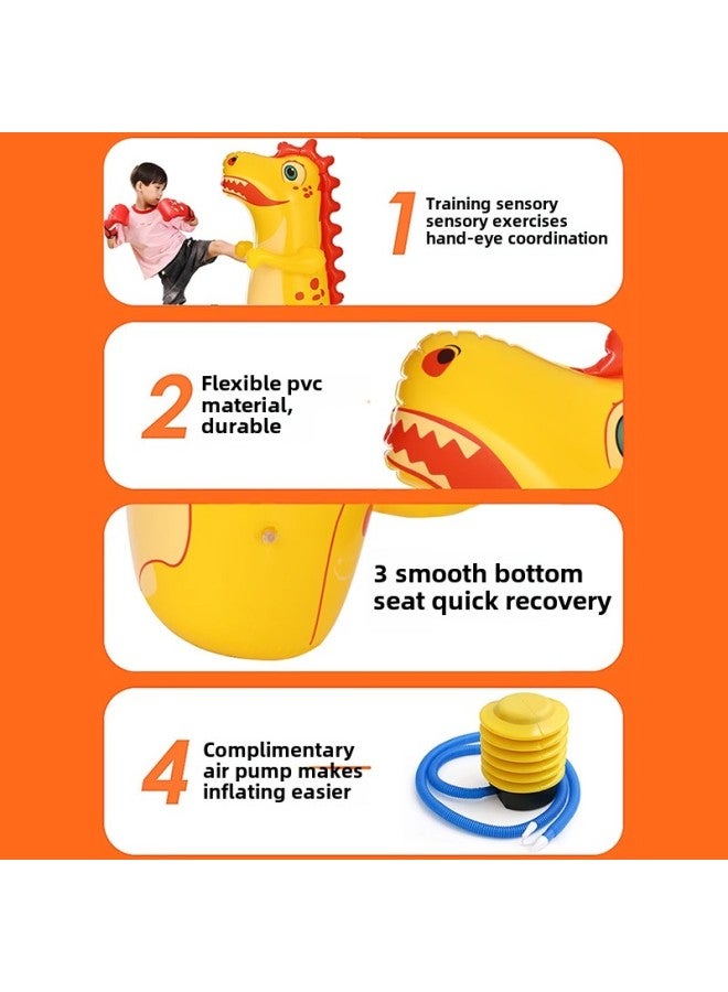 Dinosaur Inflatable Tumbler Doll Large Size Kids Kids Baby Boxing Workout Inflatable Gift-Color:#▊▉Yellow Dinosaur Tumbler Comes With Pump + Children's Boxing Gloves㏇%  - Image 3