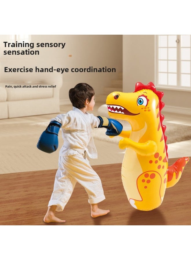 Dinosaur Inflatable Tumbler Doll Large Size Kids Kids Baby Boxing Workout Inflatable Gift-Color:#▊▉Yellow Dinosaur Tumbler Comes With Pump + Children's Boxing Gloves㏇%  - Image 4