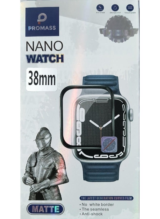 بروماس حامي شاشة زجاجي مقاوم للانفجار من Promass بتغطية كاملة لساعة نانو 38 مم - لمسة نهائية غير لامعة، صلابة 9H، مقاوم للصدمات - Image 1