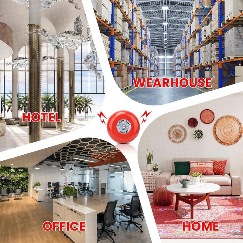 درافل جرس إنذار حريق مقاوم للعوامل الجوية من دورافيل، 150 مم - 24 فولت تيار مستمر، 95 ديسيبل، أحمر - Image 3