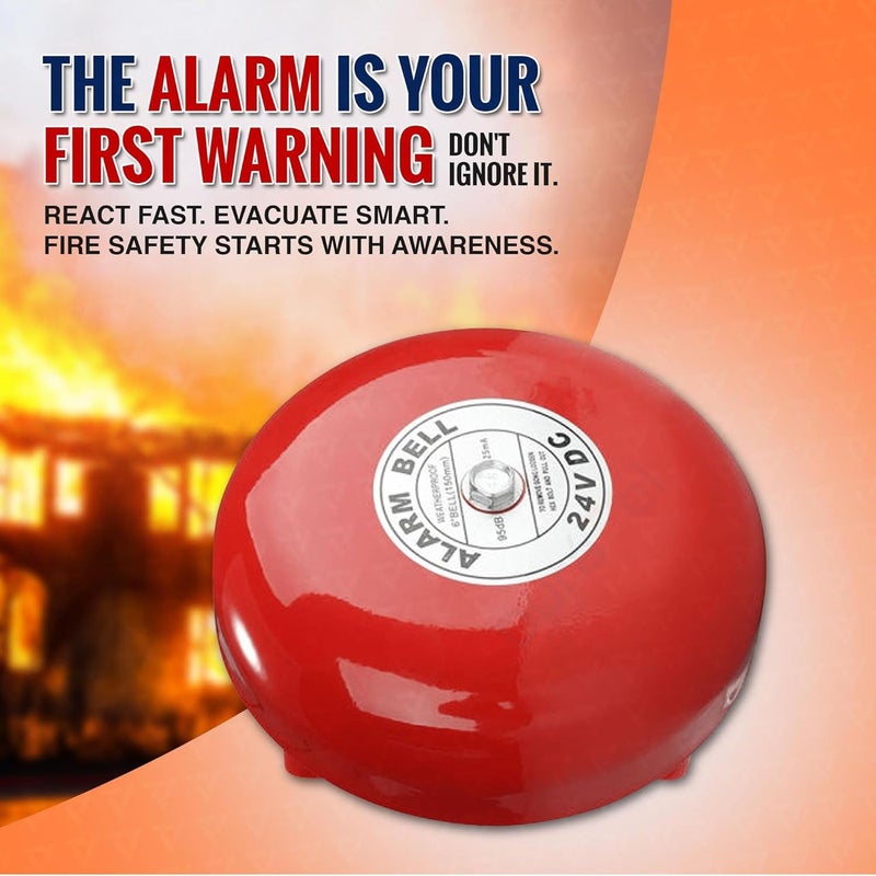 درافل جرس إنذار حريق مقاوم للعوامل الجوية من دورافيل، 150 مم - 24 فولت تيار مستمر، 95 ديسيبل، أحمر - Image 4