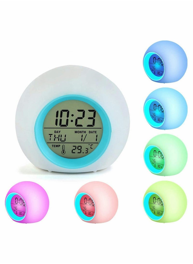 KASTWAVE - Kids LED Alarm Clock, Color Changing Night Light, Colorful Spherical Night Lamp - Image 1