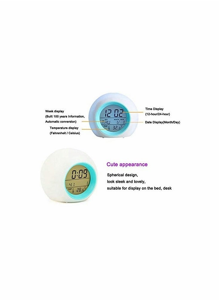 KASTWAVE - Kids LED Alarm Clock, Color Changing Night Light, Colorful Spherical Night Lamp - Image 1