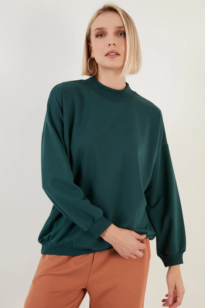 ليلا High Collar Basic Knitted Sweat Women's Sweat 5863323