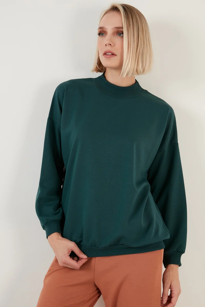 ليلا High Collar Basic Knitted Sweat Women's Sweat 5863323
