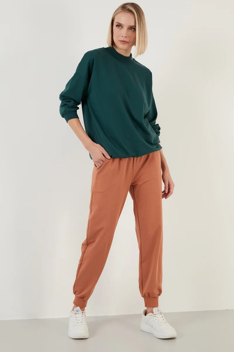 ليلا High Collar Basic Knitted Sweat Women's Sweat 5863323