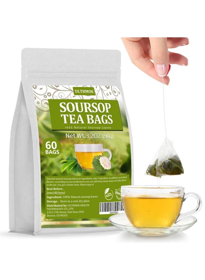 ULTHMOK Premium 60 Soursop Tea Bags, Made with 100% Natural Graviola Leaves, Hoja Guanabana Tea, No Additives & Caffeine Free. - Image 1
