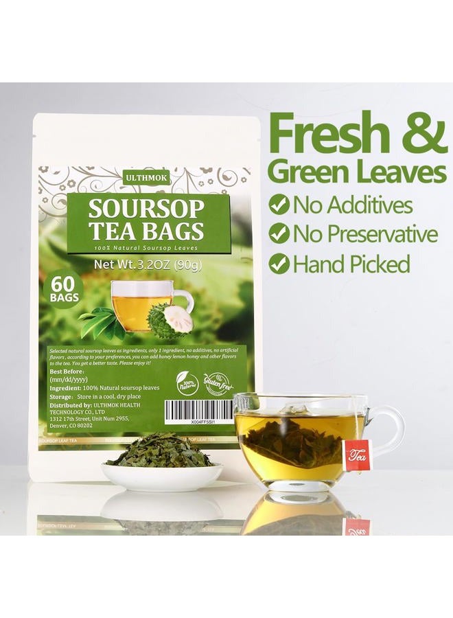 ULTHMOK Premium 60 Soursop Tea Bags, Made with 100% Natural Graviola Leaves, Hoja Guanabana Tea, No Additives & Caffeine Free. - Image 4