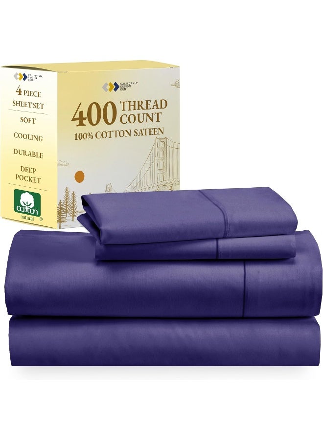 California Design Den Cotton Sheet Set - 4 Pieces (Purple) - Image 5