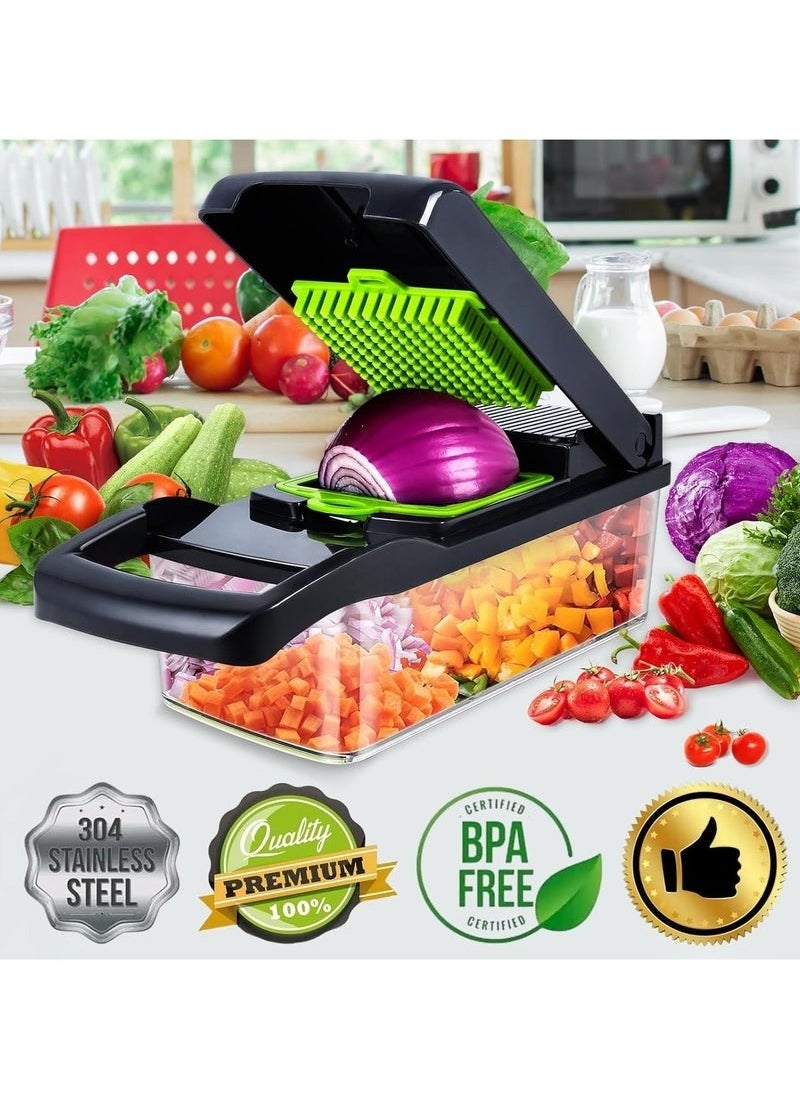 Zashe Vegetable Chopper, Pro Onion Chopper, 14-in-1 Multifunctional Food Chopper, Kitchen Vegetable Slicer Dicer Cutter with 8 Blades, Carrot & Garlic Chopper with Container  - Image 2