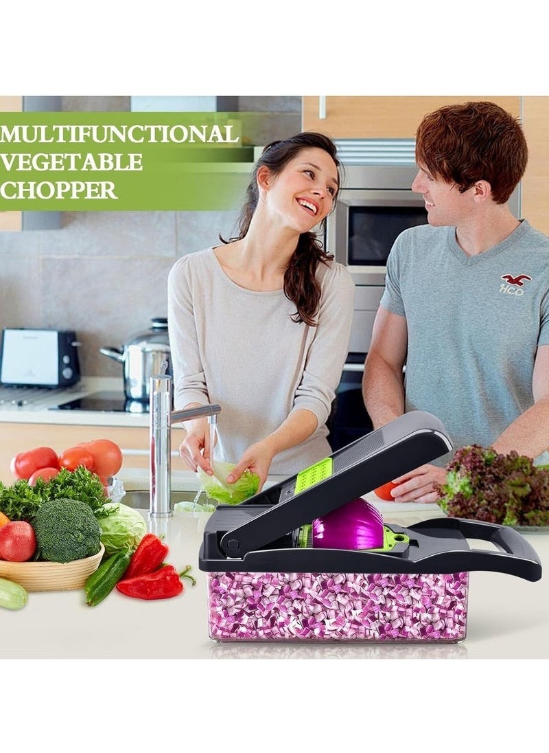Zashe Vegetable Chopper, Pro Onion Chopper, 14-in-1 Multifunctional Food Chopper, Kitchen Vegetable Slicer Dicer Cutter with 8 Blades, Carrot & Garlic Chopper with Container  - Image 5