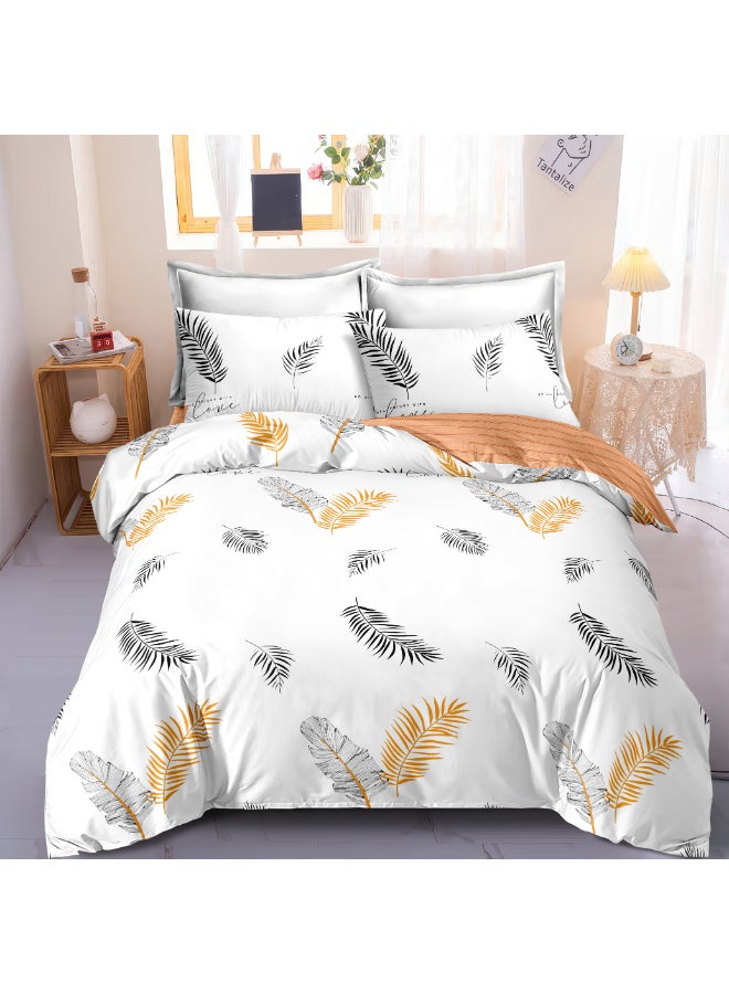 Noon East 4Pcs Duvet Cover Set | Soft Microfiber Material | Multiple Color | 1 Duvet Cover 230 X 220 Cm, 1 Fitted Sheet 180 X 200 Cm With 30 Cm Deep Pocket, 2 Pillow Cases 50 X 75 Cm | Suitable For Queen Size Mattress - Image 1